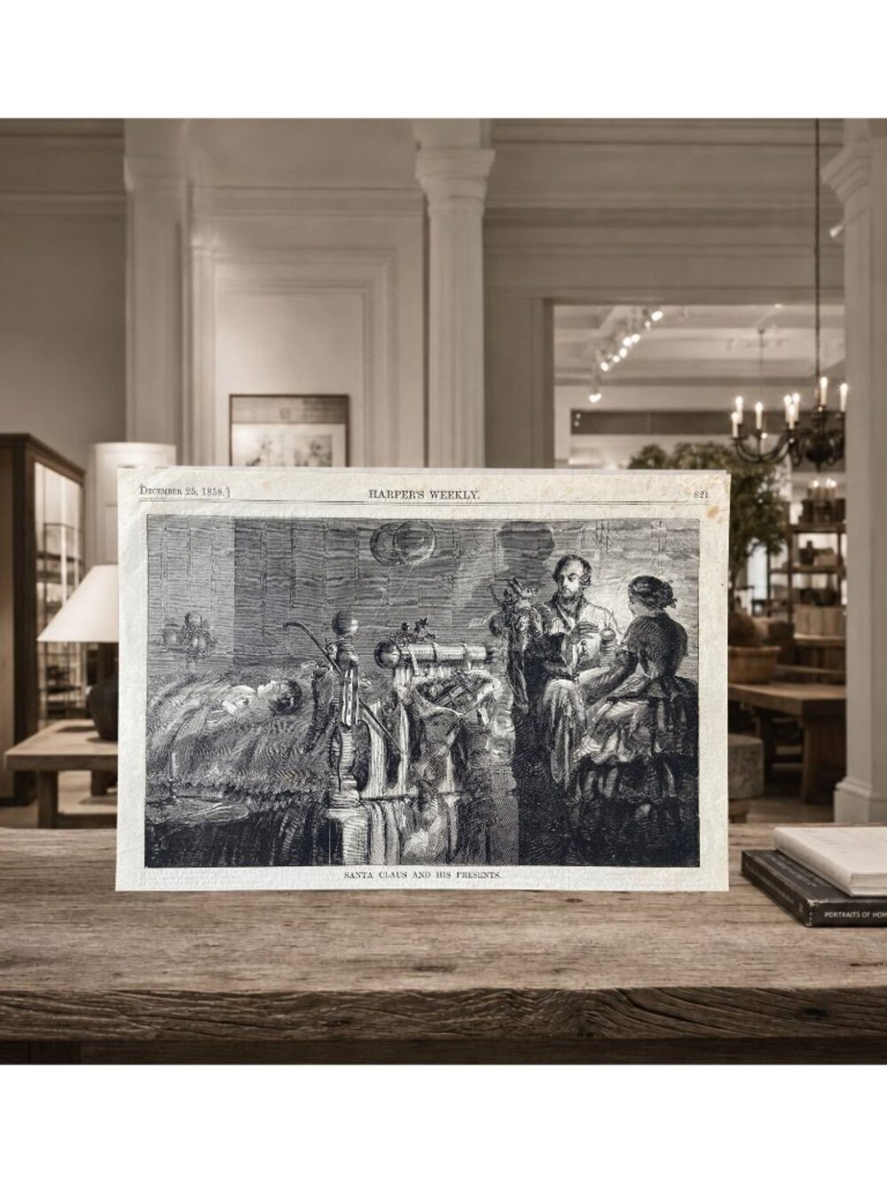 1858 Winslow Homer Santa Claus Christmas Original Harper’s Weekly Engraving